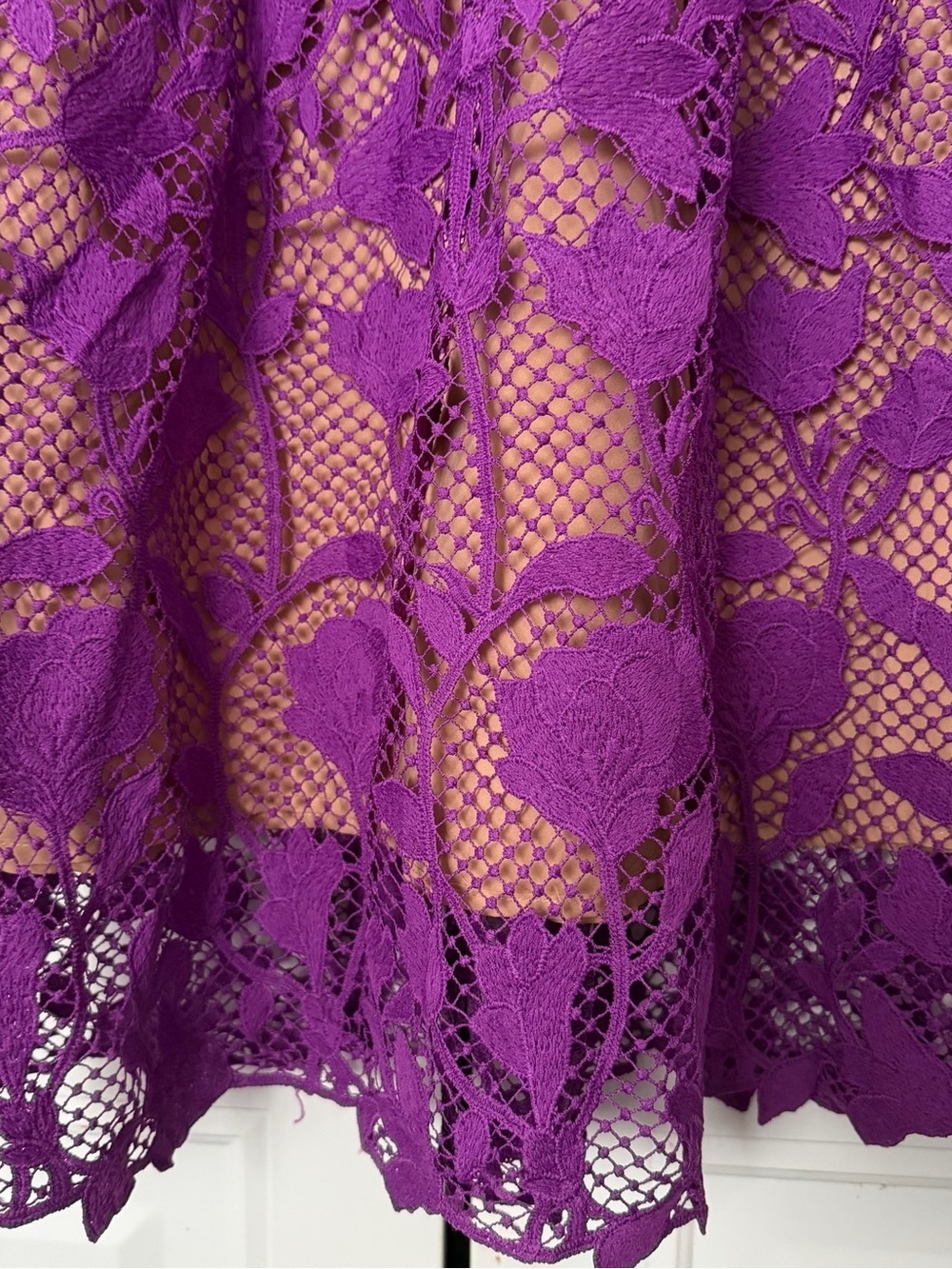 Dalia MacPhee Purple Floral Lace Midi Dress Size S - Picture 4 of 9